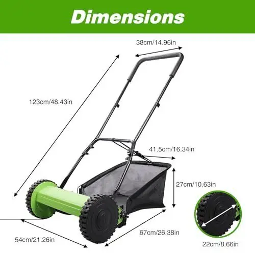 16-Inch 5-Blade Push Reel Lawn Mower Blade Height with Grass Catcher