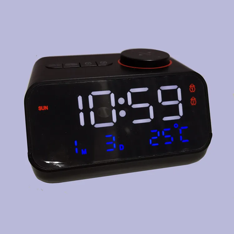 double USB charging ports digital led desktop music sound alarm controlled FM Radio clock