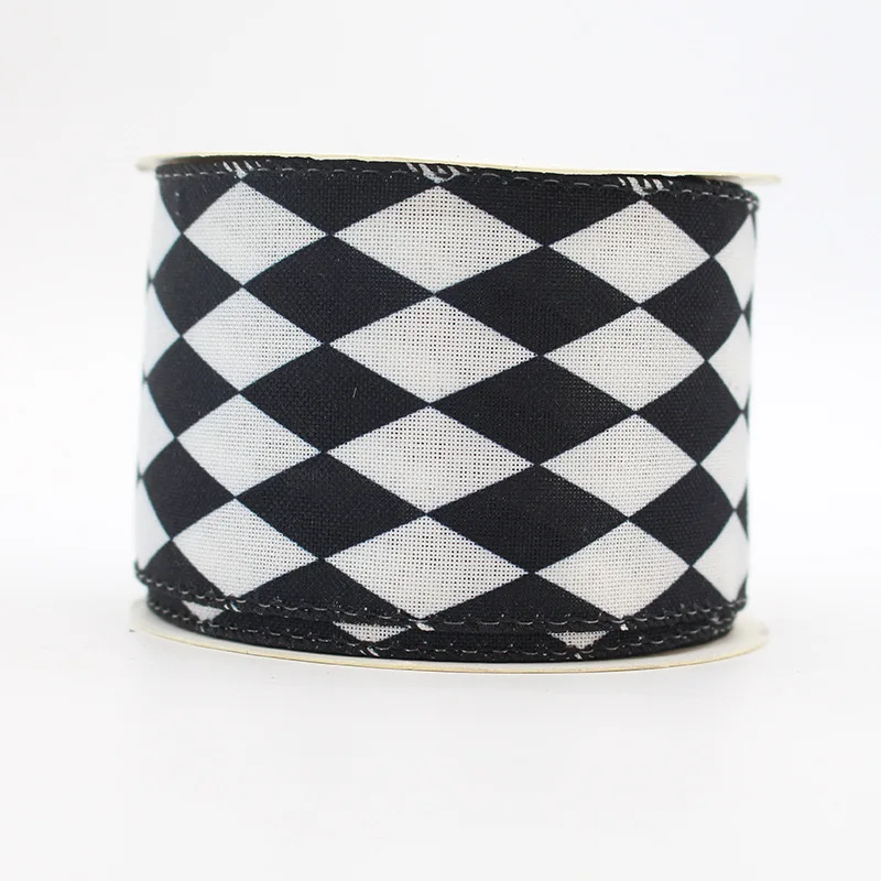 2025 новая Проводная 4-дюймовая черно-белая полосатая лента доступна в наличии 63 мм Рождественская с волновым принтом