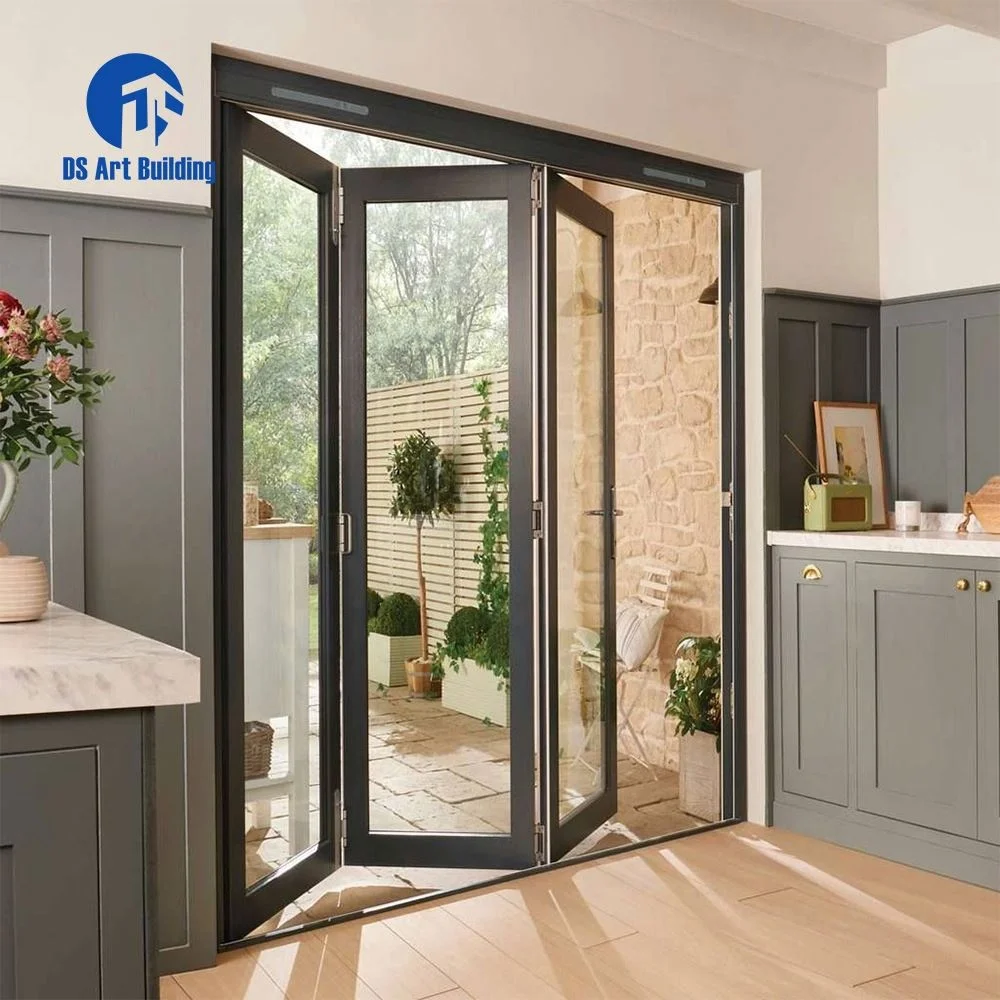 DS Outdoor Balcony Frameless Glass Folding Door Interior Al Bi-fold Glass Partition Wall Panoramic Indoor Sliding Accordion Door