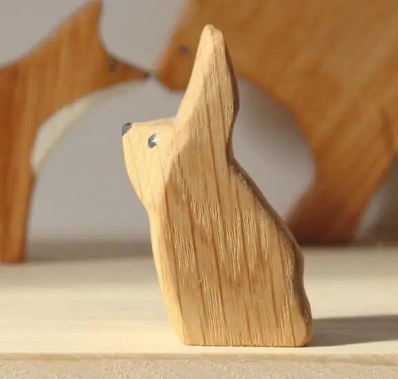 Wooden Forest animals set Educational Wardorf toys bear hare fox animal toy set