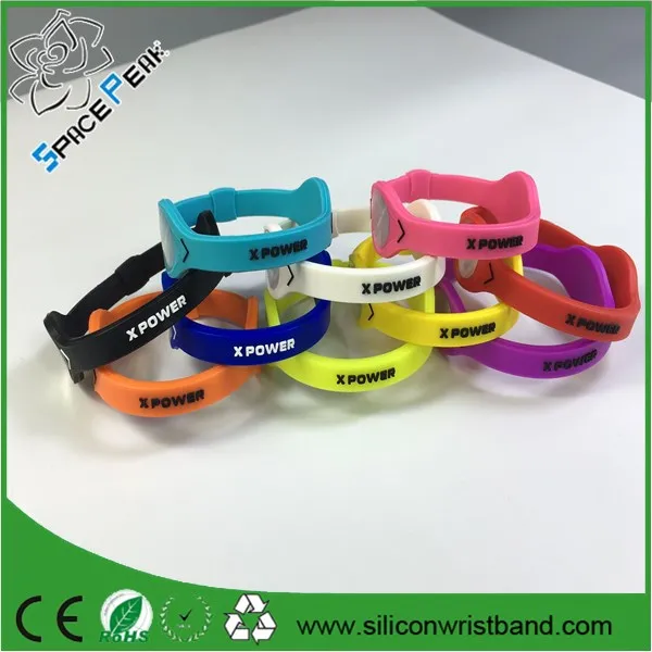 Custom X power sport hologramm Energy balance silicon bracelet power ionic magnet wrist band with negative ions