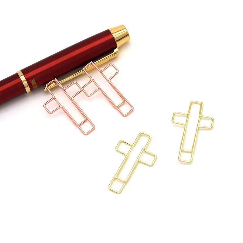 Cross-Shaped Bible Paper Clips Metal Plastic Steel Memo Planner Clip Bookmark for Christians