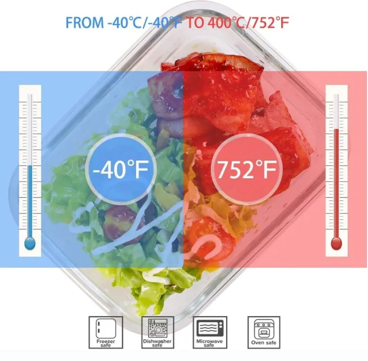 Ikoo определения веса стеклянная поверхность принимает массу весом до 5 штуки в упаковке прямоугольные кухонные контейнеры стеклянное хранение еды с крышками pp из