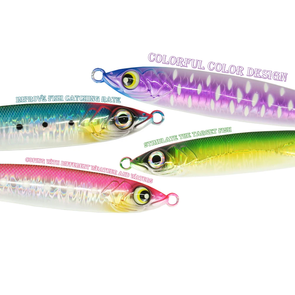 XIANGHE 200g High Quality Metal Jig Fishing Lure Set Fast Sinking Jigging Bait with Double Hooks for Seawater River Lake Fishing