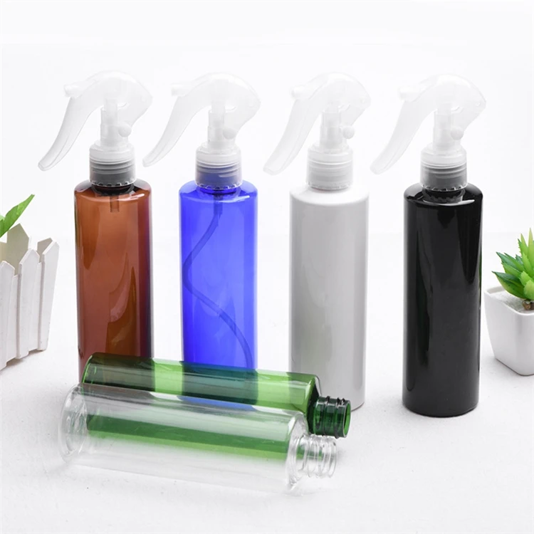 IBELONG Wholesale Amber Clear Green White Blue Black Empty Cylindrical 200ml PET Plastic Trigger Spray Bottle Mist Spray Bottle