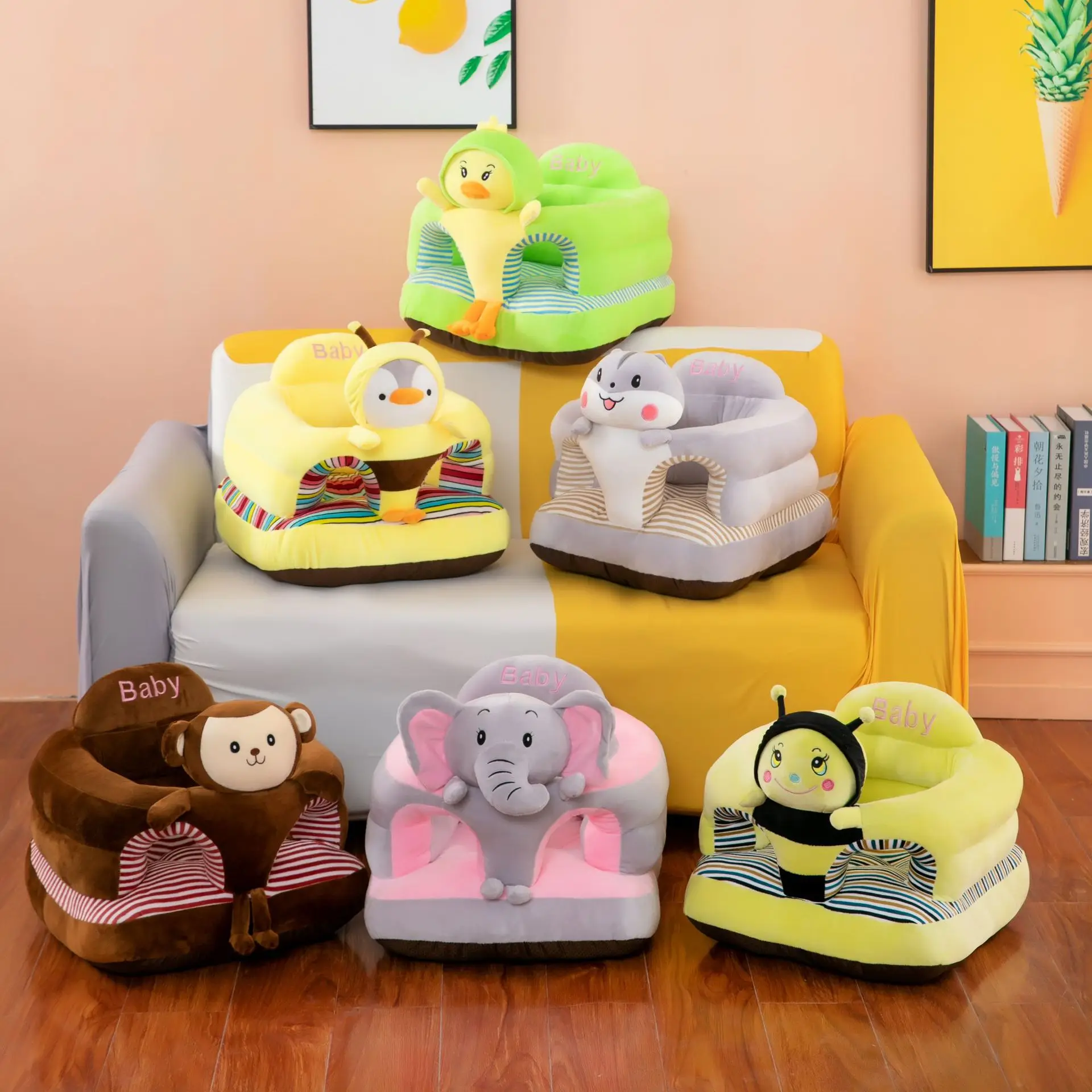 Teddy Bear Soft Kids Animal Shape Seats Baby Sofa Chair Children Panda Unicorn Plush Sit Baby Sofa
