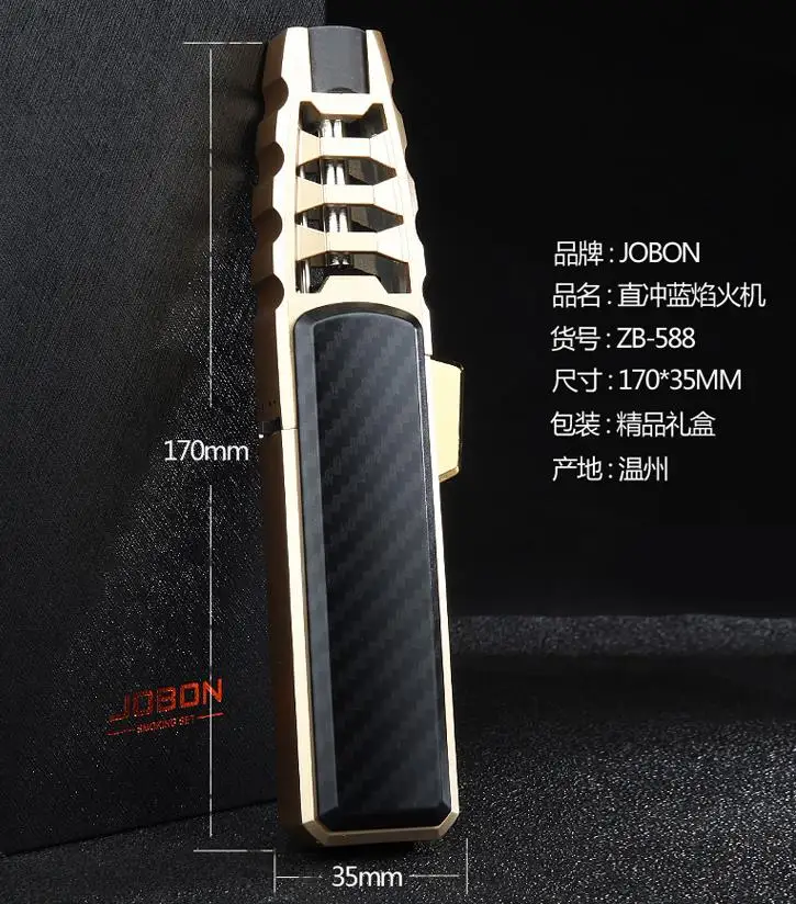 Blue Jet Flame Torch Lighter Butane Gas Refillable Windproof Lighter for Cigar Kitchen BBQ