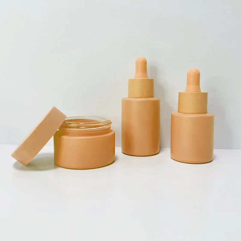 Luxury Empty Light Lotion Pump Cosmetic 1oz glass oil dropper Bottle Containers Skincare Packaging Glass Cream Jar