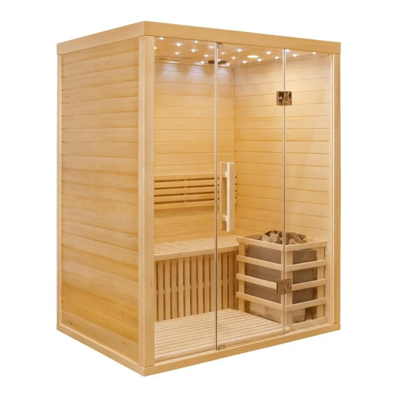 3 Person Traditionall Luxury Steam Sauna Hemlock Wood Electric Sauna with Stove