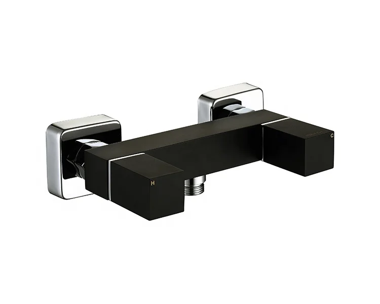 OMASA two holes wall mounted matt black  zinc handknobs brass bathroom shower hot cold mixer