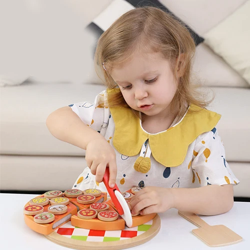 New Arrival Party Kitchen Cut Pizza Toy Educational Early Childhood Development Wood Pretend Play Food Board Games