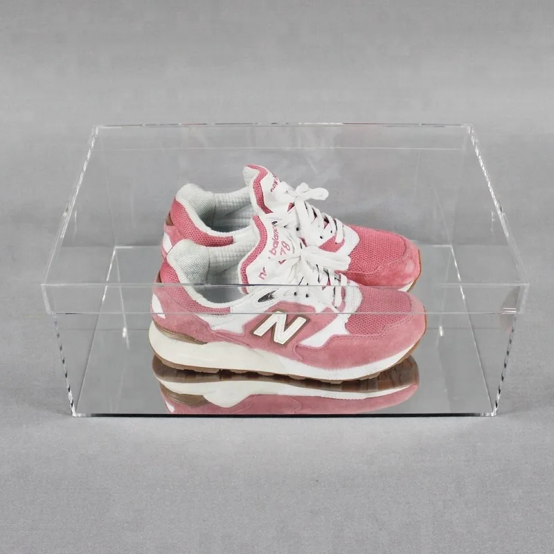 stackable transparent clear nike sign sneaker cases display pmma plastic acrylic shoes storage box
