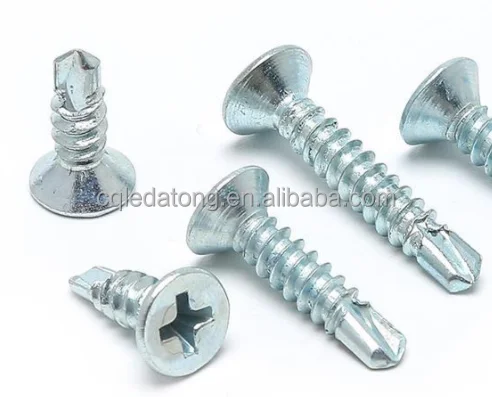 Blue White Zinc Cross Countersunk Head Self-tapping Screws Flat Head Drill Tail Dovetail Screws M4.2