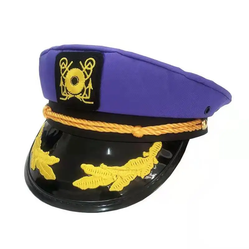 Best selling OEM Factory Embroidery LOGO custom captain cap women police hats flat-top cap men sailor captain hats lady navy cap