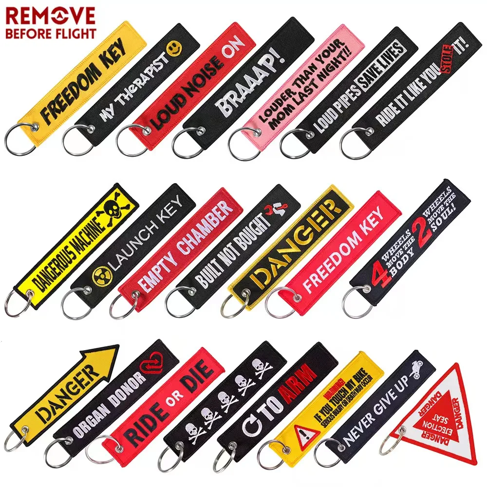 1 PC Chain Keychain Launch Key Chain Bijoux Keychains for Motorcycles and Cars Black Key Tag Embroidery Key Fobs