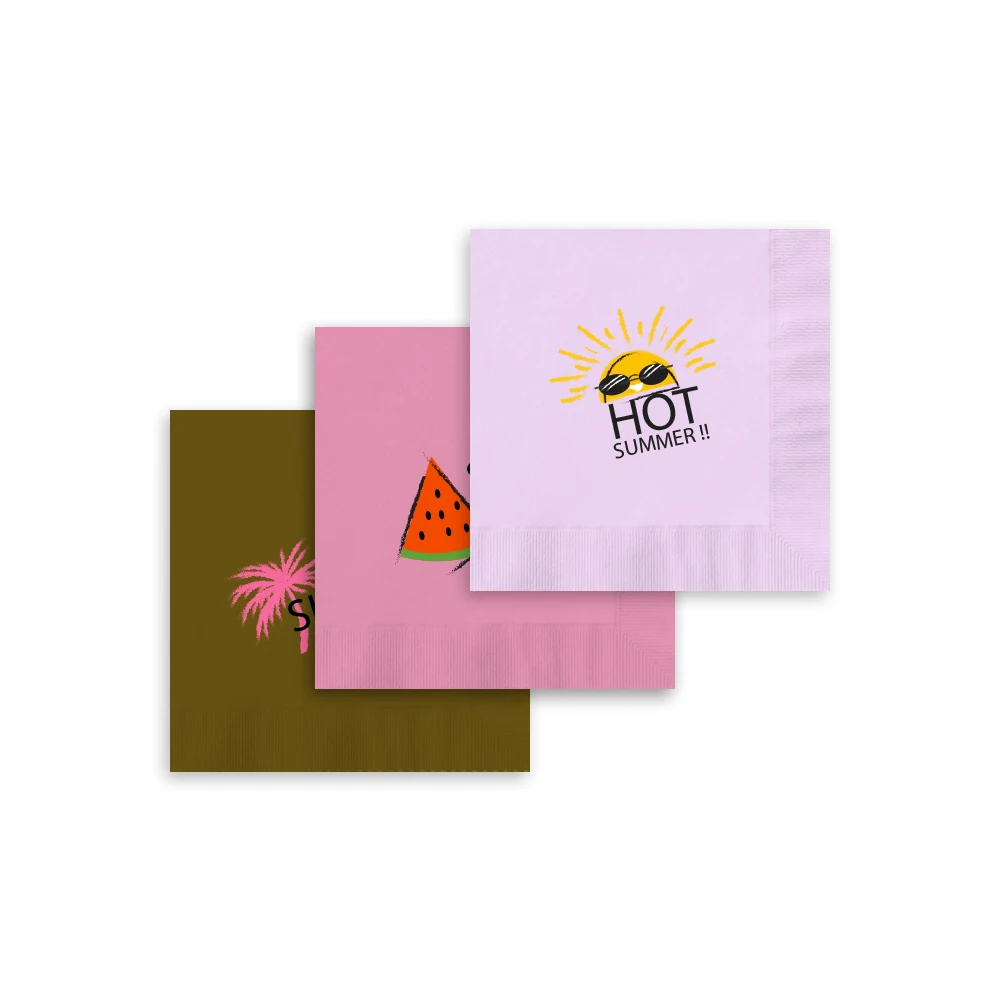 Beautiful Design Napkins Wedding Napkins Printed 3 Ply Supplier Decorative Paper Custom Brand 1/4 Virgin Wood Pulp Paper Napkins