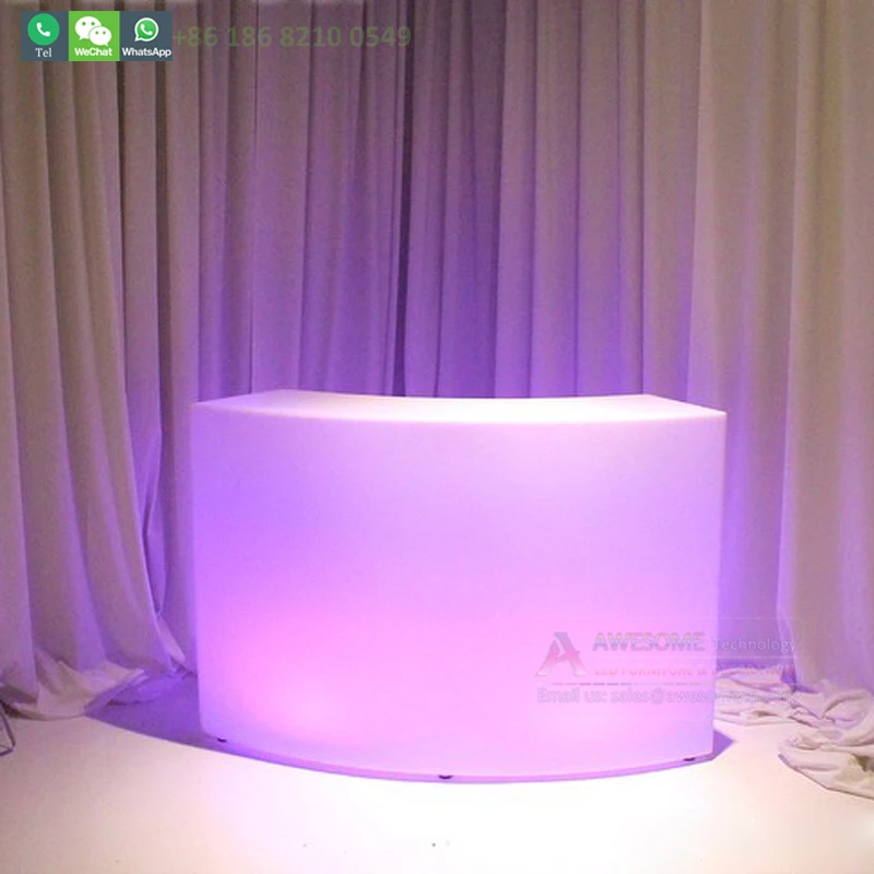 curved half circle acrylic lighted bar counter top