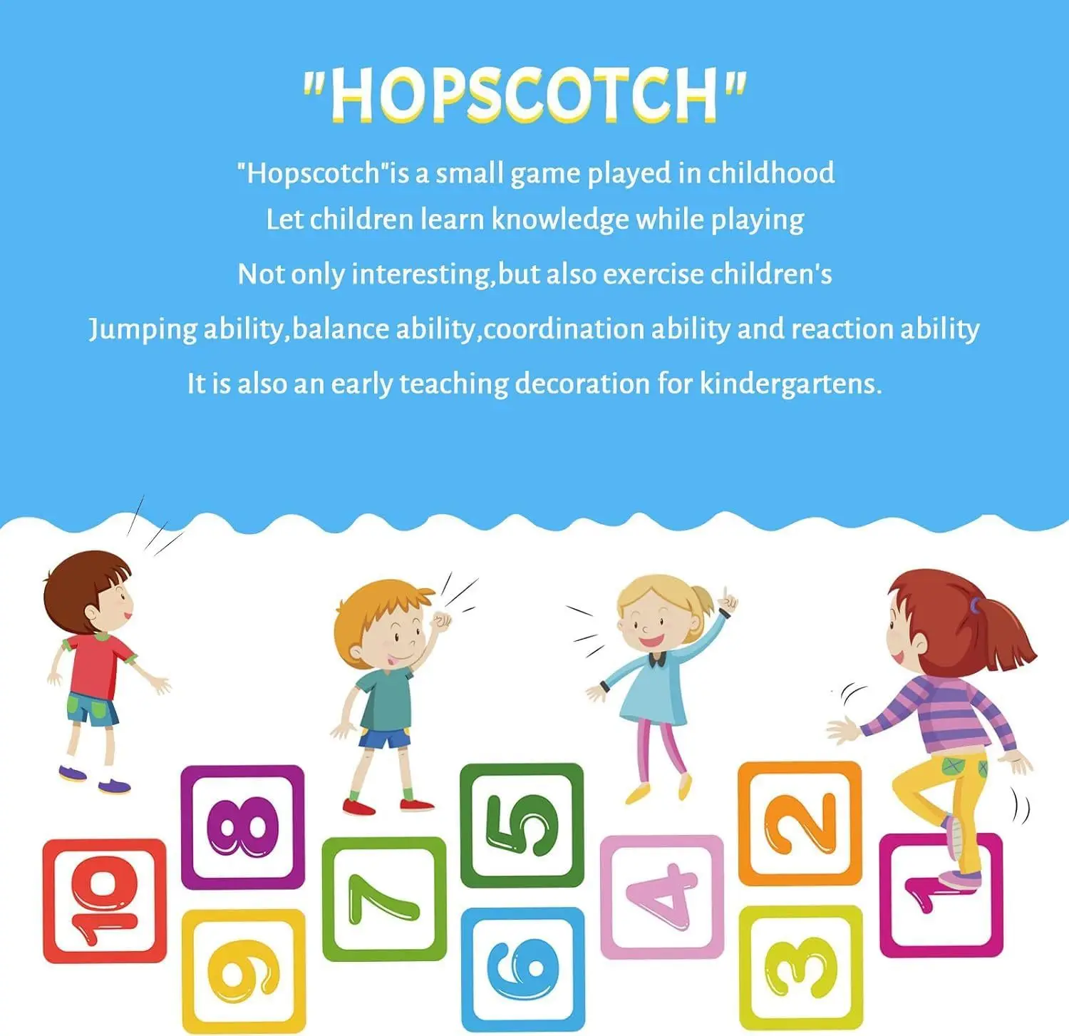 Funny Number Hopscotch Game Floor Stickers Creative Self Adhesive PVC Floor Decals for Kids DIY Game Wall Decal for Bedroom