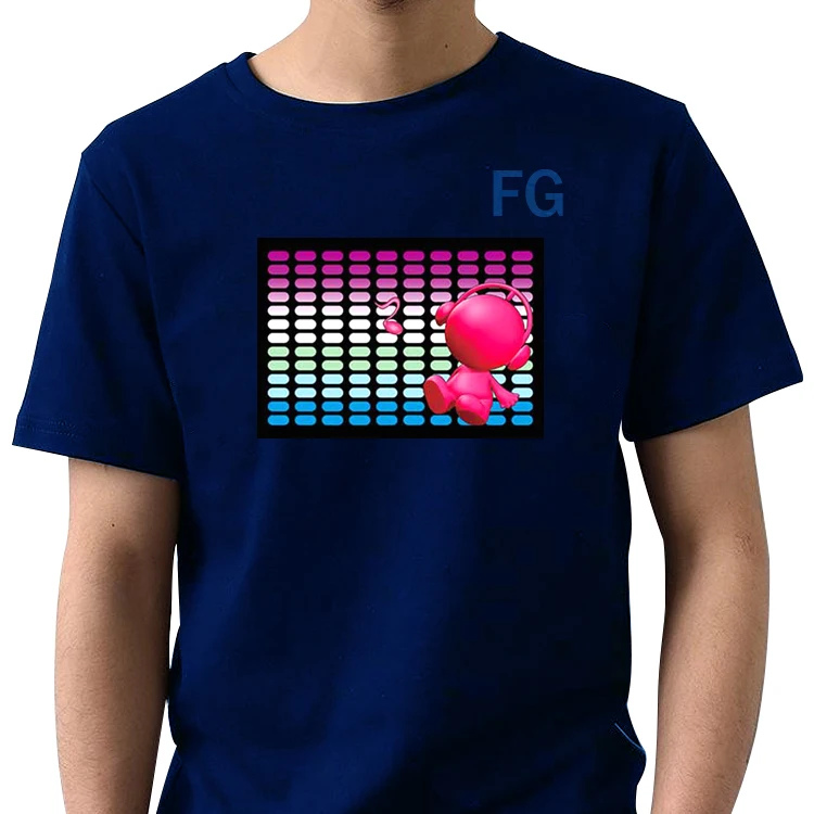 China supplier custom printing 100% cotton el t-shirt light up tshirt led t shirt