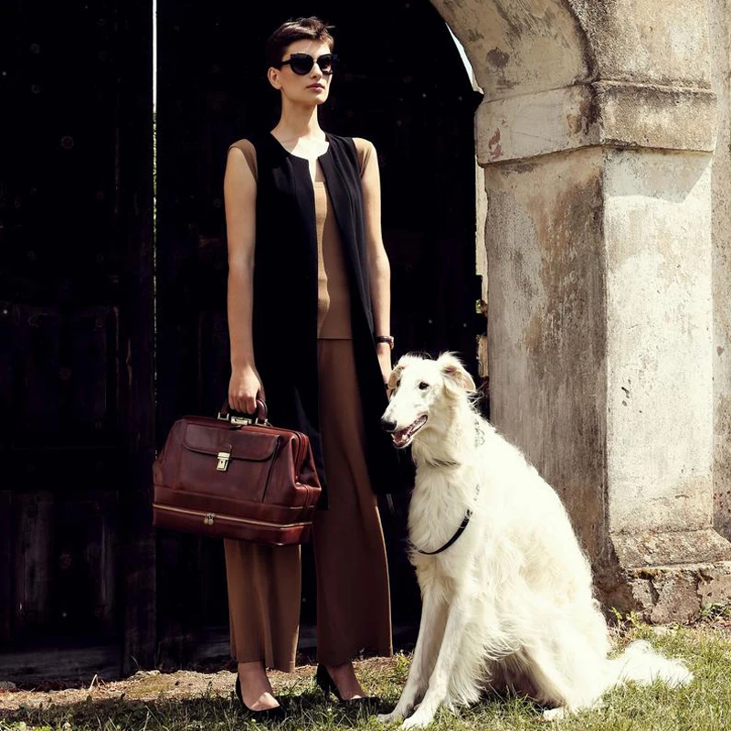 
Doctor Bag Unsix Easy To Clean Large Capacity Leather Doctor Bag 