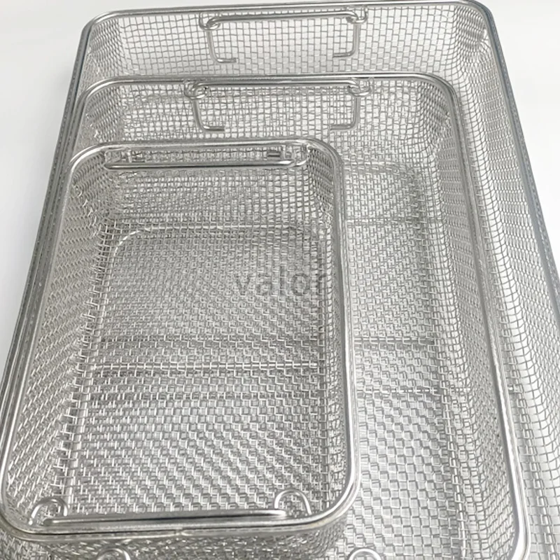 Customized stainless steel medical disinfect woven wire mesh basket shallow wire mesh basket metal wire golf basket