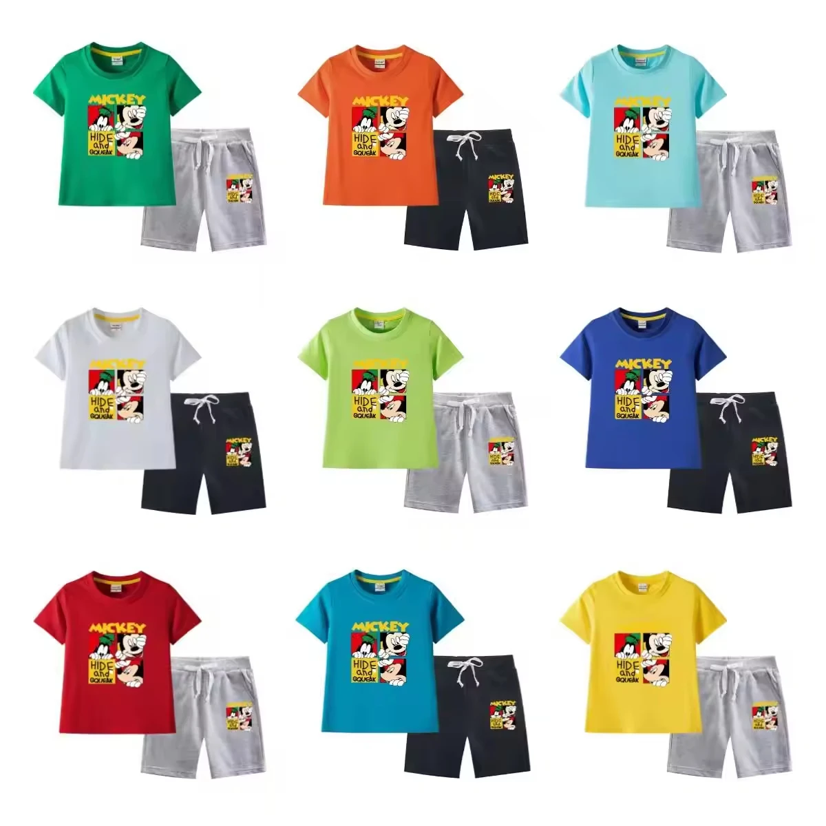 Hot Selling Summer 2pcs Kids Outfits Short Sleeve T-shirt and Shorts Plaid Casual Children Boy Clothes Set