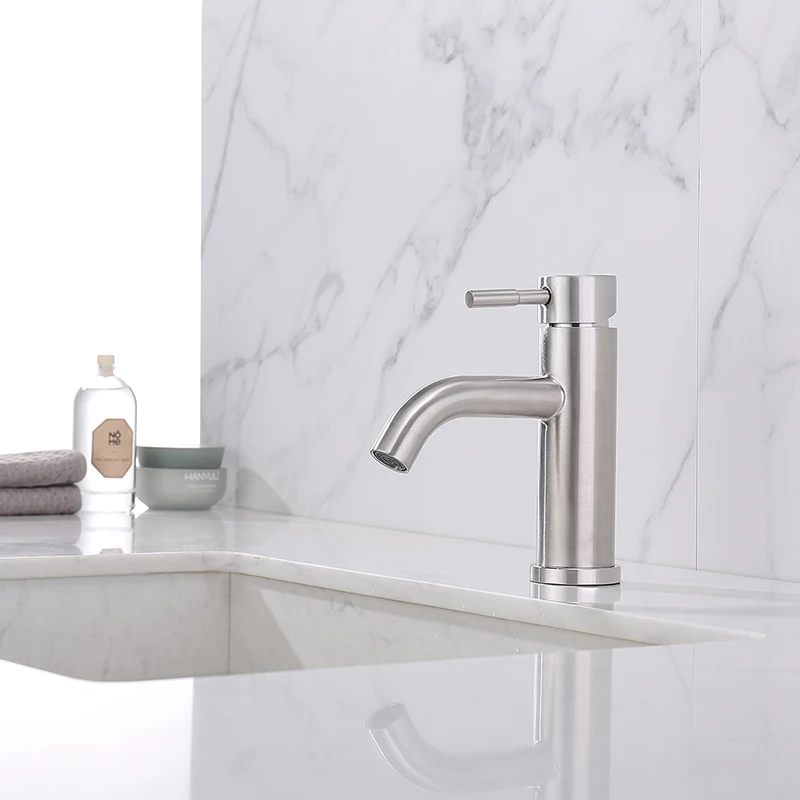 304 stainless steel hot cold faucet matte health lead free water tap bathroom basin faucet
