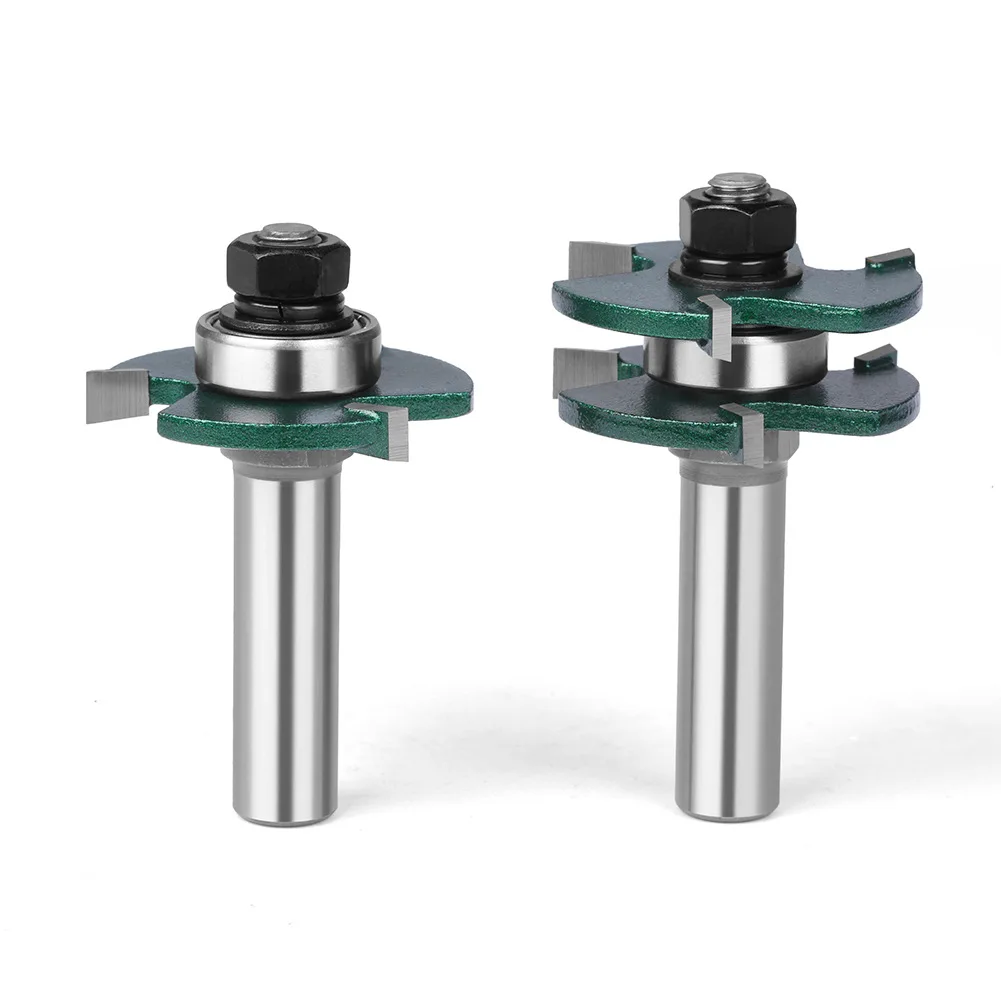 Wordwoking Tungsten steel 3 Teeth Tongue & Groove Router Bits Set  Wood Milling Cutter