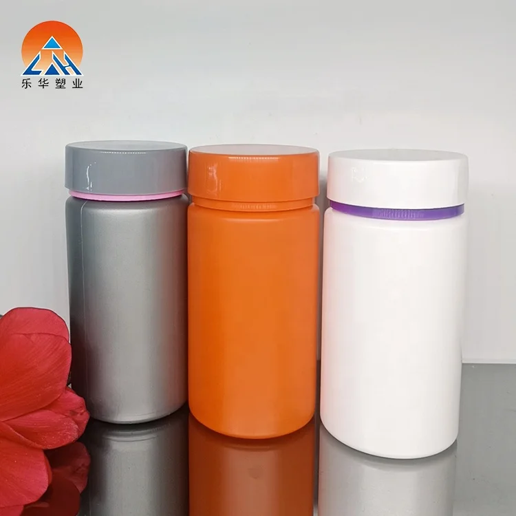 Custom 150/200 ml  plastic PET capsule vitamin supplement pill bottles with screw capping