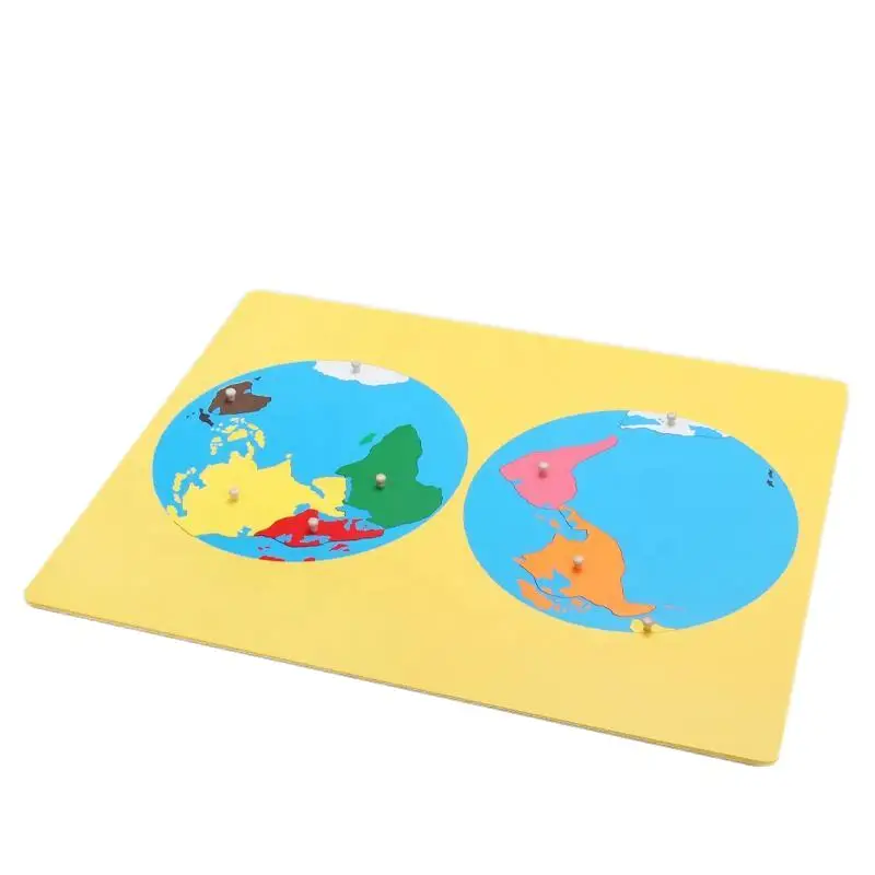 Montessori materials educational wooden toy school custom develop child intelligence material puzzle map of world part