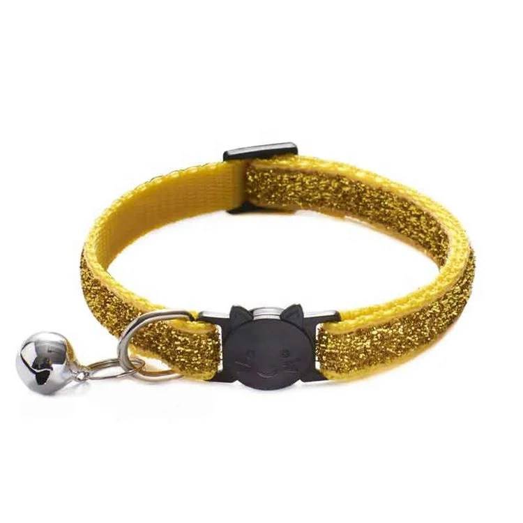 
Amazon Hot Sale Wholesale Multi-Colors Gold Velvet Adjustable Bell Cat Collar 