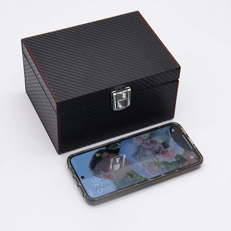 Factory Made Car Keyless Faraday Cage Large Black PU Leather Shell Anti-Theft Key Fob RFID Signal Blocker Box Fashion Style