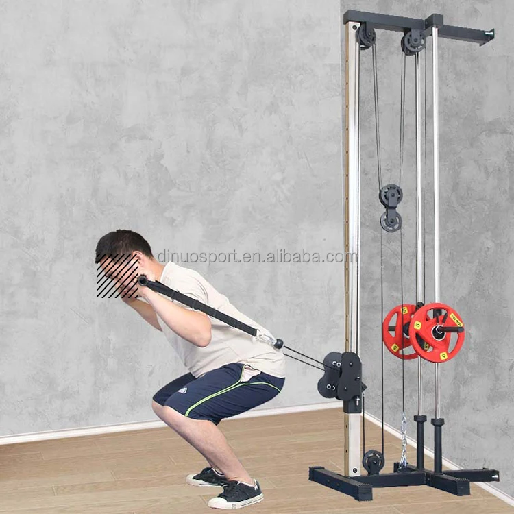 Home Using Adjustable Wall Cable  Pulley System Squat Rack Lat Pull Down Trainer  Plate Loaded cable Station  Machine