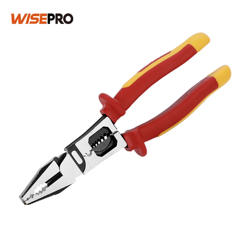 WISEPRO 9 Inch Insulated Combination VDE Pliers Multifunctional 1000V Lineman Pliers  Electrician Crimping Wire Pliers
