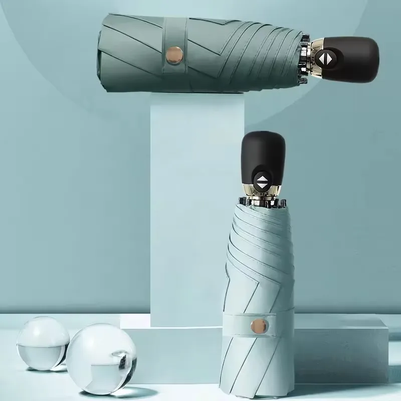 2024 New mini sunny automatic foldable UV umbrella sunscreen titanium silver 5 folding small pocket size 5 Folding Umbrella