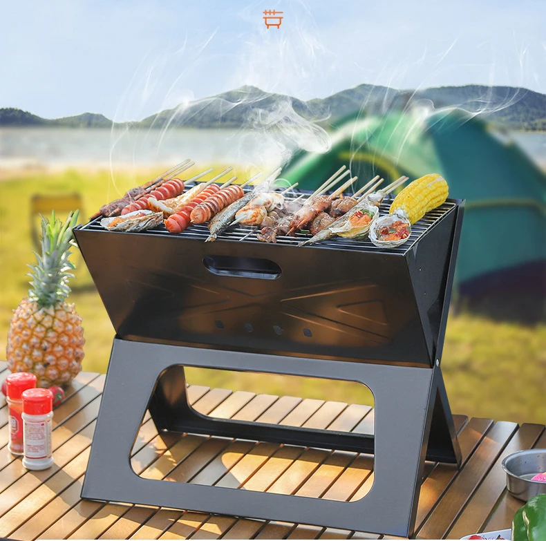Easy to Operate Stock Outdoor Barbecue Folding Grills Grill Portable BBQ Grill For Camping