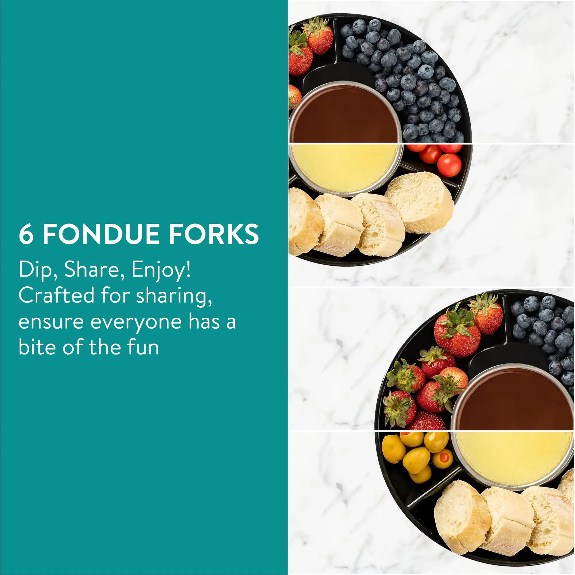 Cheese Fondue Set for 6 People - 2qt Cast Iron Fondue Sets with 6 Colour Coded Forks for Cheese  Chocolate or Meat