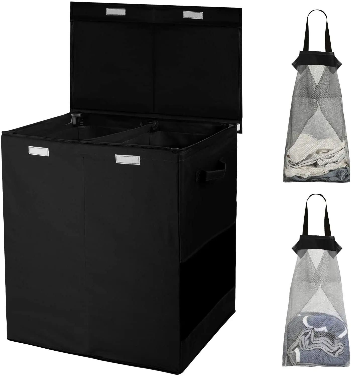 Sturdy Double Laundry Hamper and Removable Laundry Bags 2 Large Dividers Dirty Clothes Basket with Handles and Lid