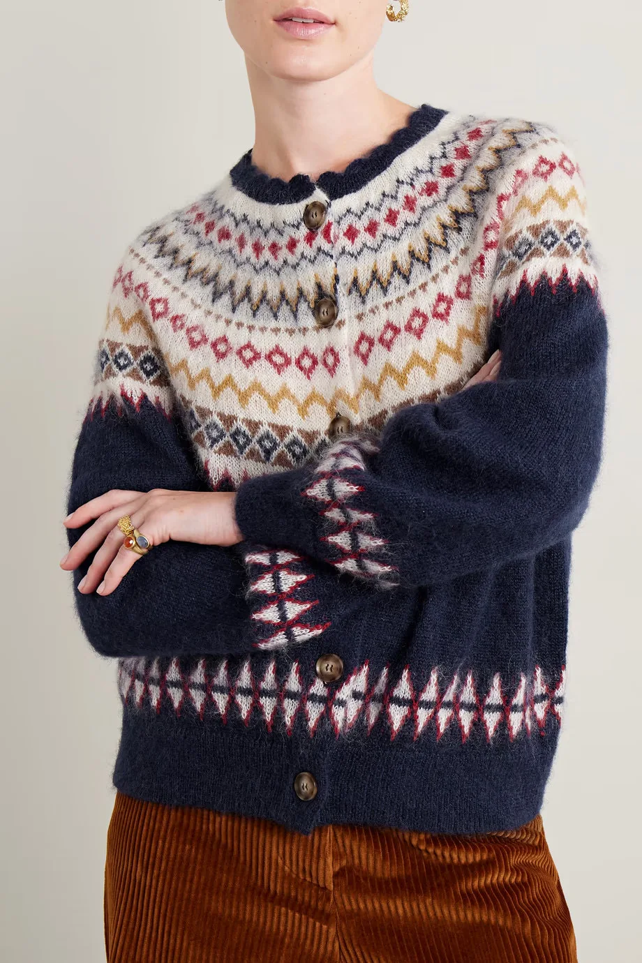 Custom oem&odm winter crew neck thick jacquard intarsia knit women icelandic wool sweater pullover