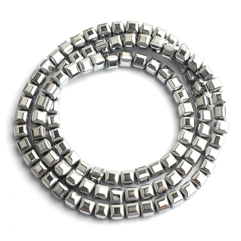 Wholesale Natural Silver Plated Square Hematite Stone Beads For Jewelry Making Bracelet Necklace