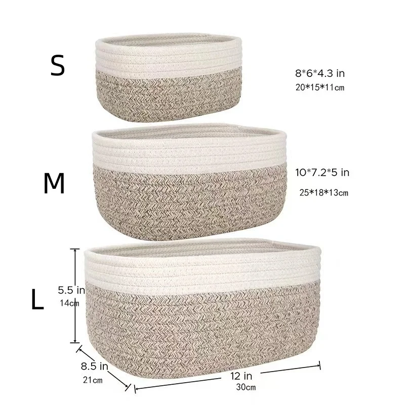 Factory wholesale storage basket preparation cotton rope storage basket can store cosmetics, snacks and sundries