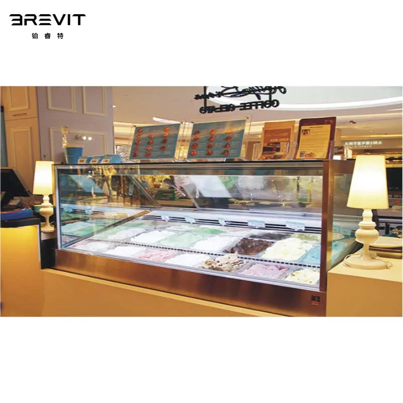 BREVIT коммерческие вентилируемые ложка для мороженого демонстрационный Морозильник Мороженое прилавок-витрина