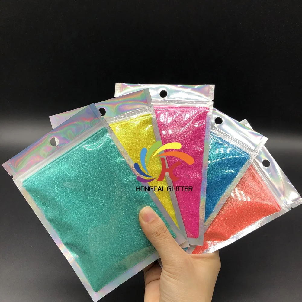 2OZ laser bag with hole packaging wholesale glitter shaker jar bottles nail glitters