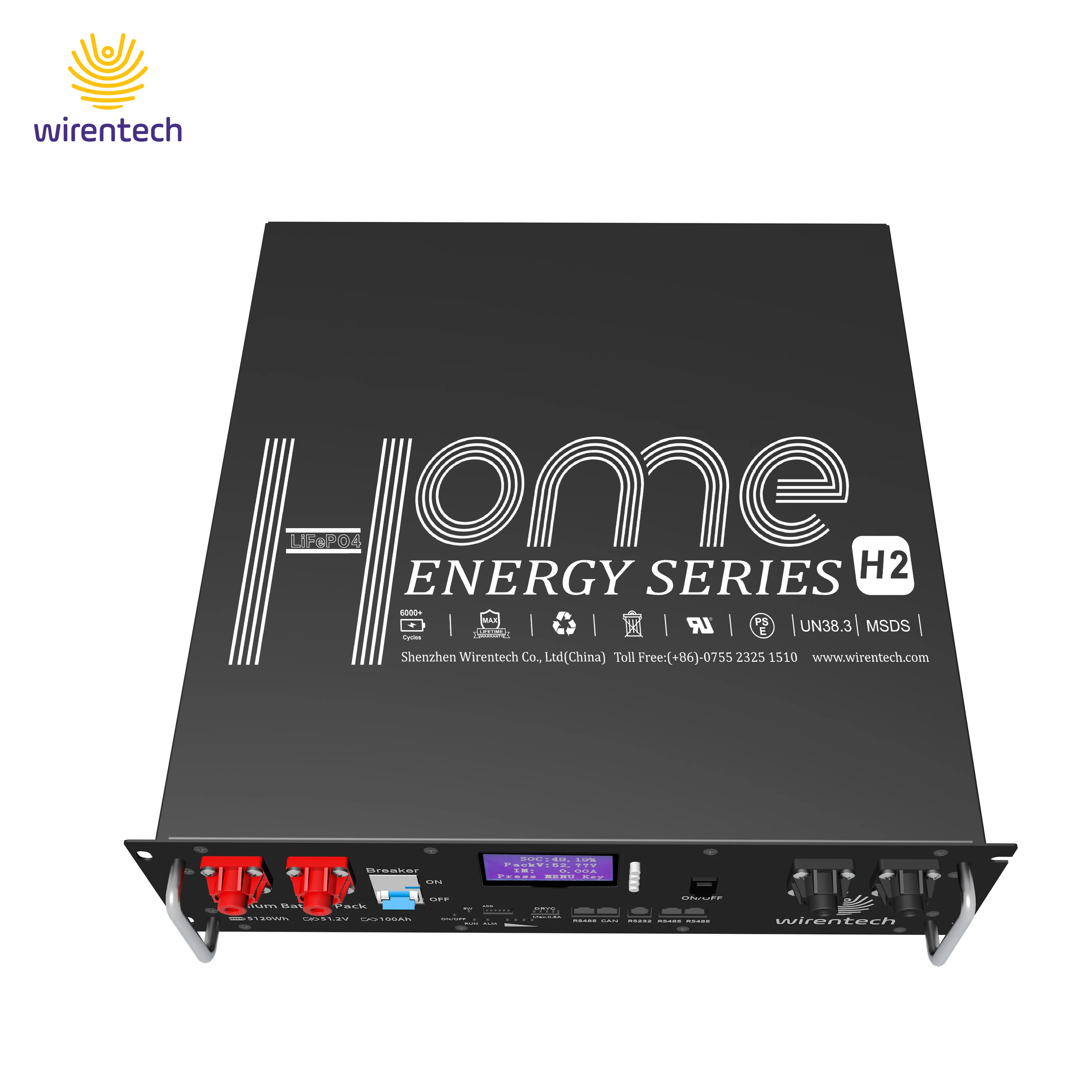 UL Certified UL1973 UL9540A Solar Water Pump Battery 51.2V 100Ah 5kWh/10kWh/15kWh LiFePO4 with LCD 6000+ Deep Cycle