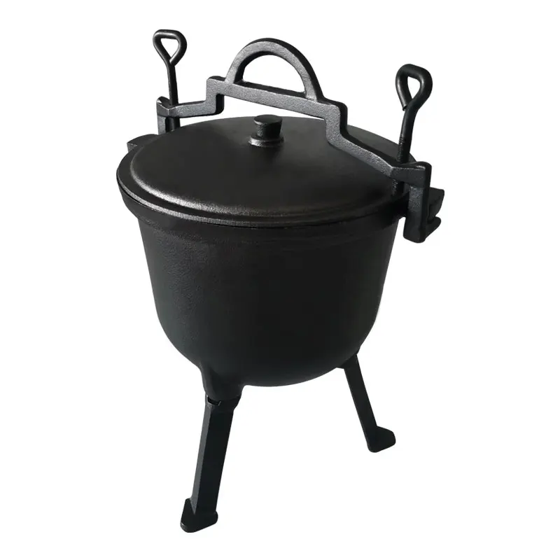 7L factory customized pre-seasoned cast iron pressure cookware cast iron cauldron pot outdoor iron cast camping dutch oven pot