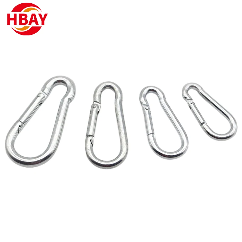 Wholesale Factory Price Stainless Steel 316 Carabiner Belt Spring Buckle Safety Insurance Keychain Hook Safety Rope