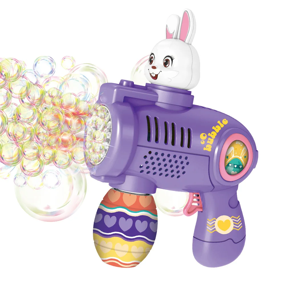 21 Holes Cartoon Rabbit Electric Bubble Gun Machine Toys With Light Kids Bubble Maker For Summer Outdoor Soap Water Toys