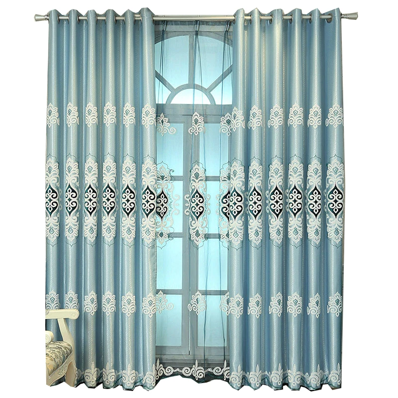 LOSPRING Factory direct supply Court style Wholesale Luxury Cortina Window curtains Ready Made Living Room Embroidered Curtain