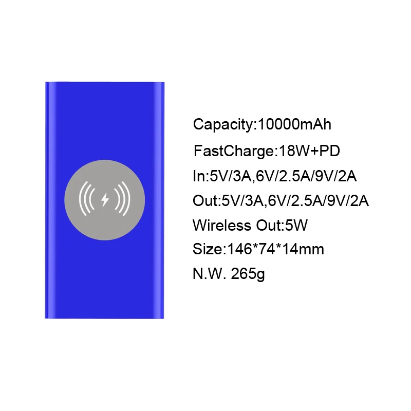Супер быстрый заряд Power Bank 3 в 1 быстрой зарядки 18 Вт 10000 мАч Беспроводное зарядное устройство Power Bank для мобильного телефона
